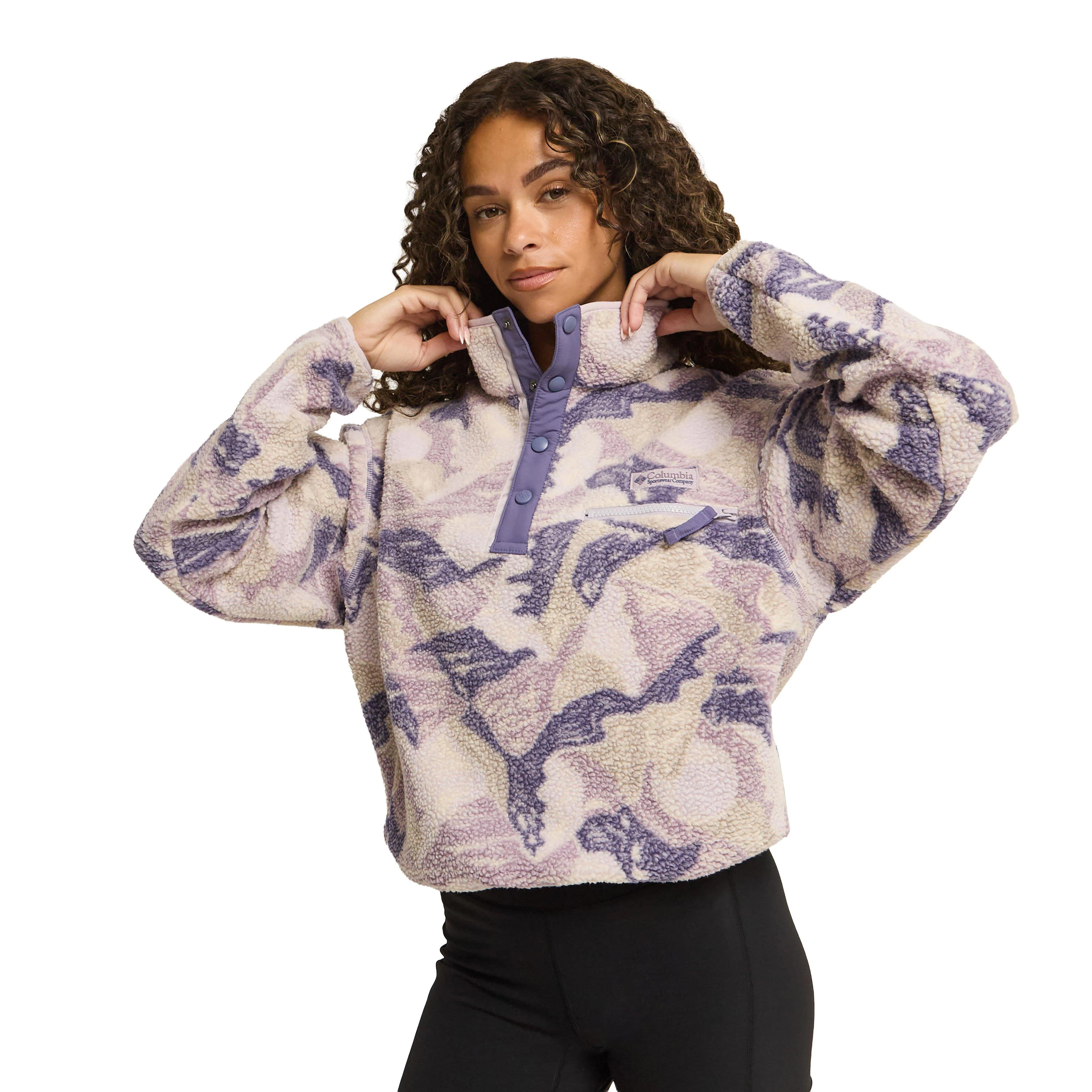 Women's Helvetia II Cropped Sherpa Half Snap Printed Fleece - Image 5