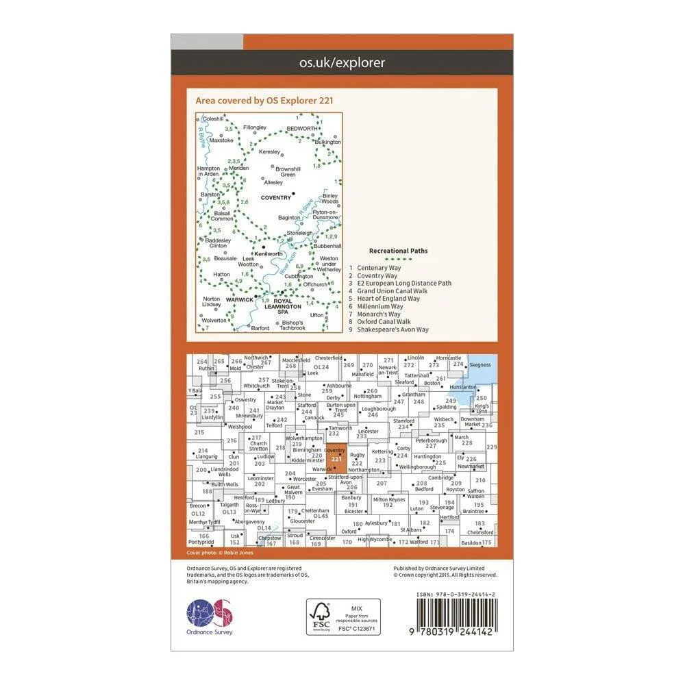 Explorer 221 Coventry, Warwick, Royal Leamington Spa & Kenilworth Map With Digital Version - Image 2