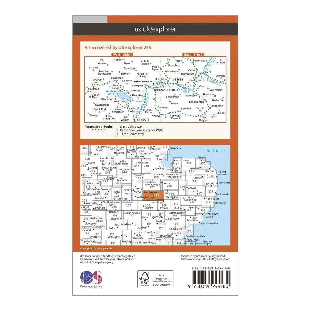 Explorer 225 Huntingdon, St Ives & Grafham Water Map With Digital Version - Image 2