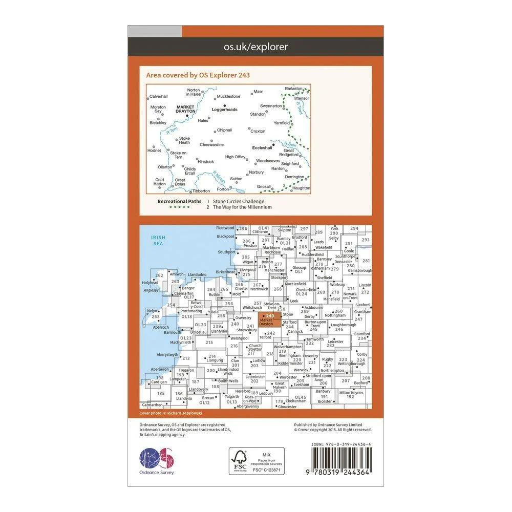 Explorer 243 Market Drayton, Loggerheads & Eccleshall Map With Digital Version - Image 2
