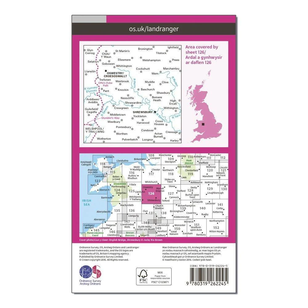 Landranger 126 Shrewsbury & Oswestry Map With Digital Version - Image 2