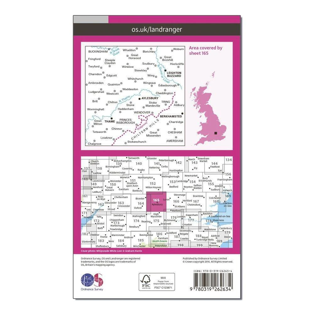 Landranger 165 Aylesbury, Leighton Buzzard, Thame & Berkhamstead Map With Digital Version - Image 6