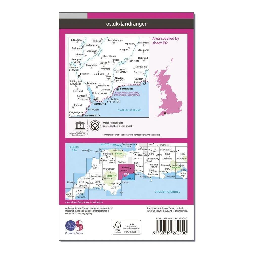 Landranger 192 Exeter & Sidmouth, Exmouth & Teignmouth Map With Digital Version - Image 2