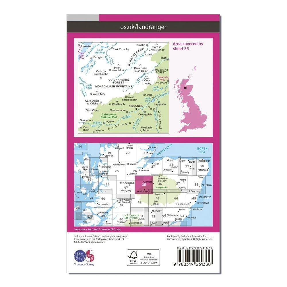 Landranger 35 Kingussie & Monadhliath Mountains Map - Image 2