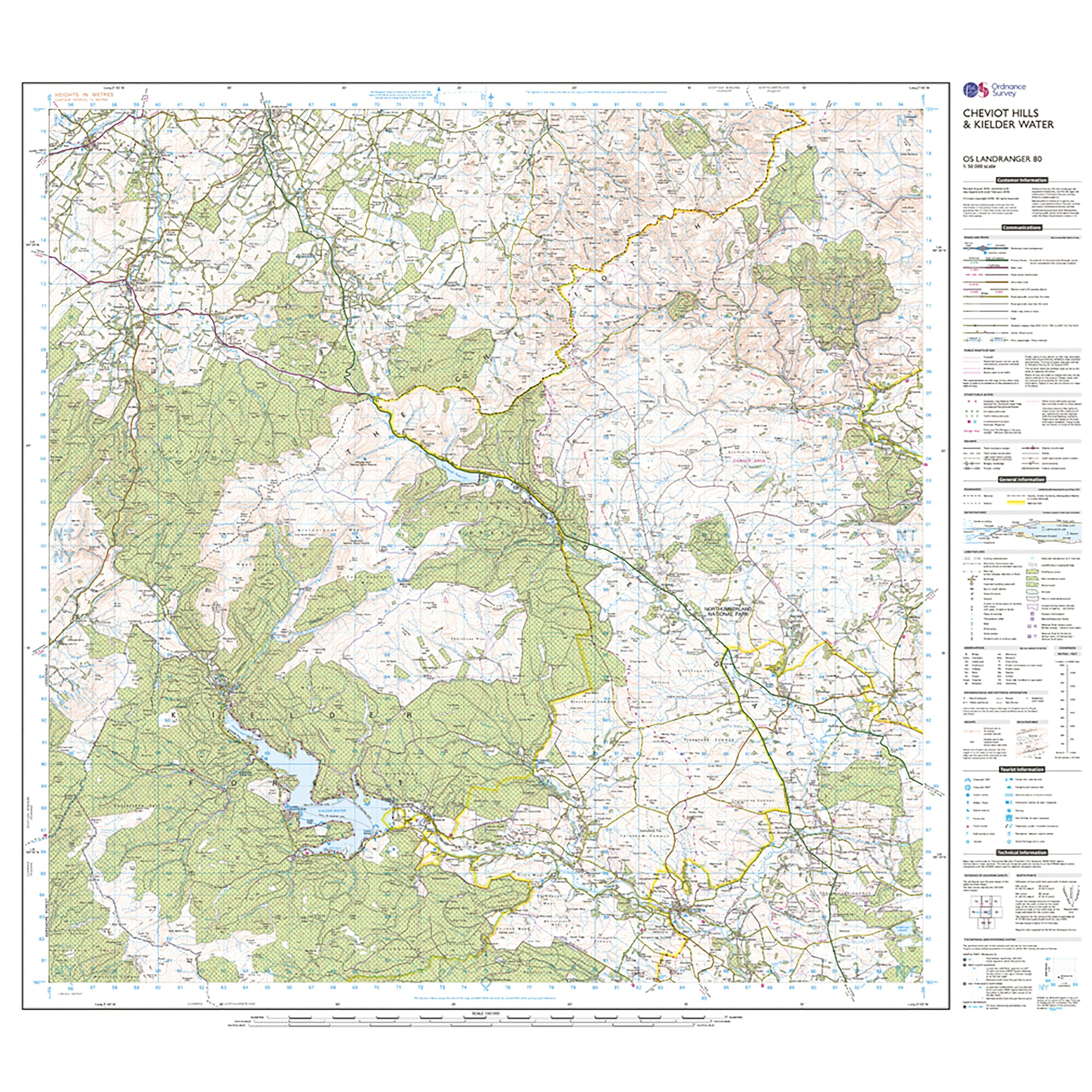 Landranger Active 80 Cheviot Hills & Kielder Water Map With Digital Version - Image 3