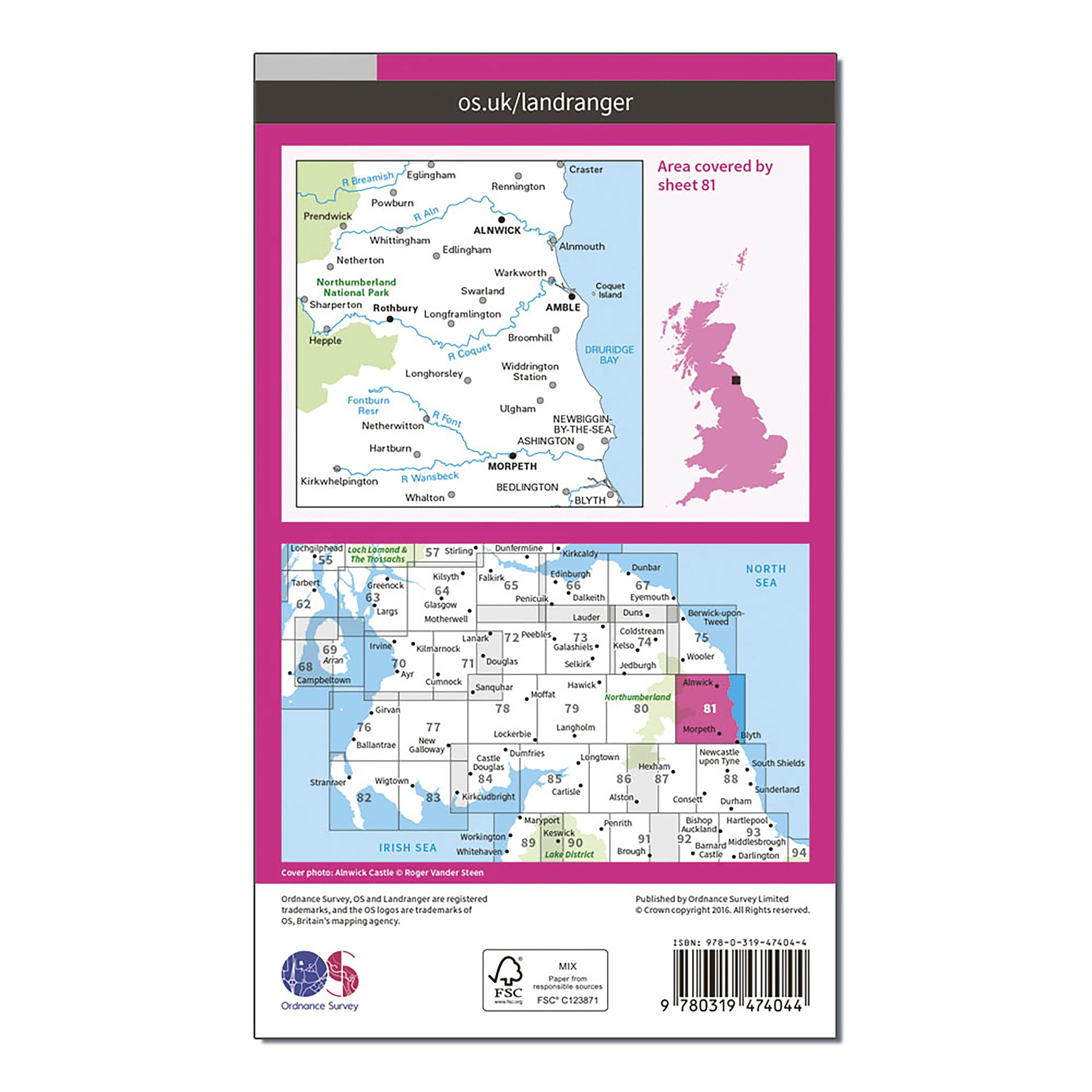 Landranger Active 81 Alnwick & Morpeth, Rothbury & Amble Map With Digital Version - Image 2