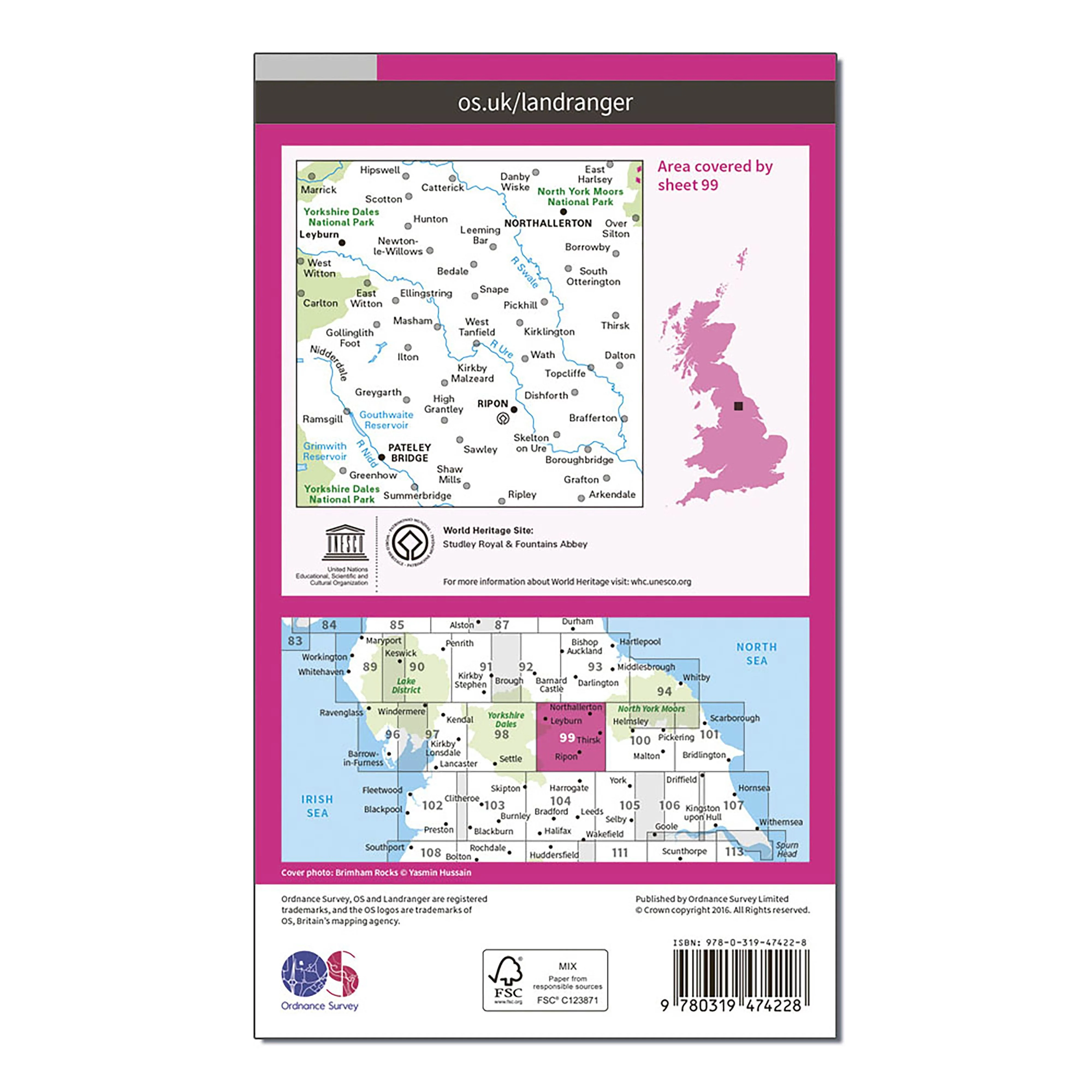 Landranger Active 99 Northallerton & Ripon, Pateley Bridge & Leyburn Map With Digital Version - Image 2