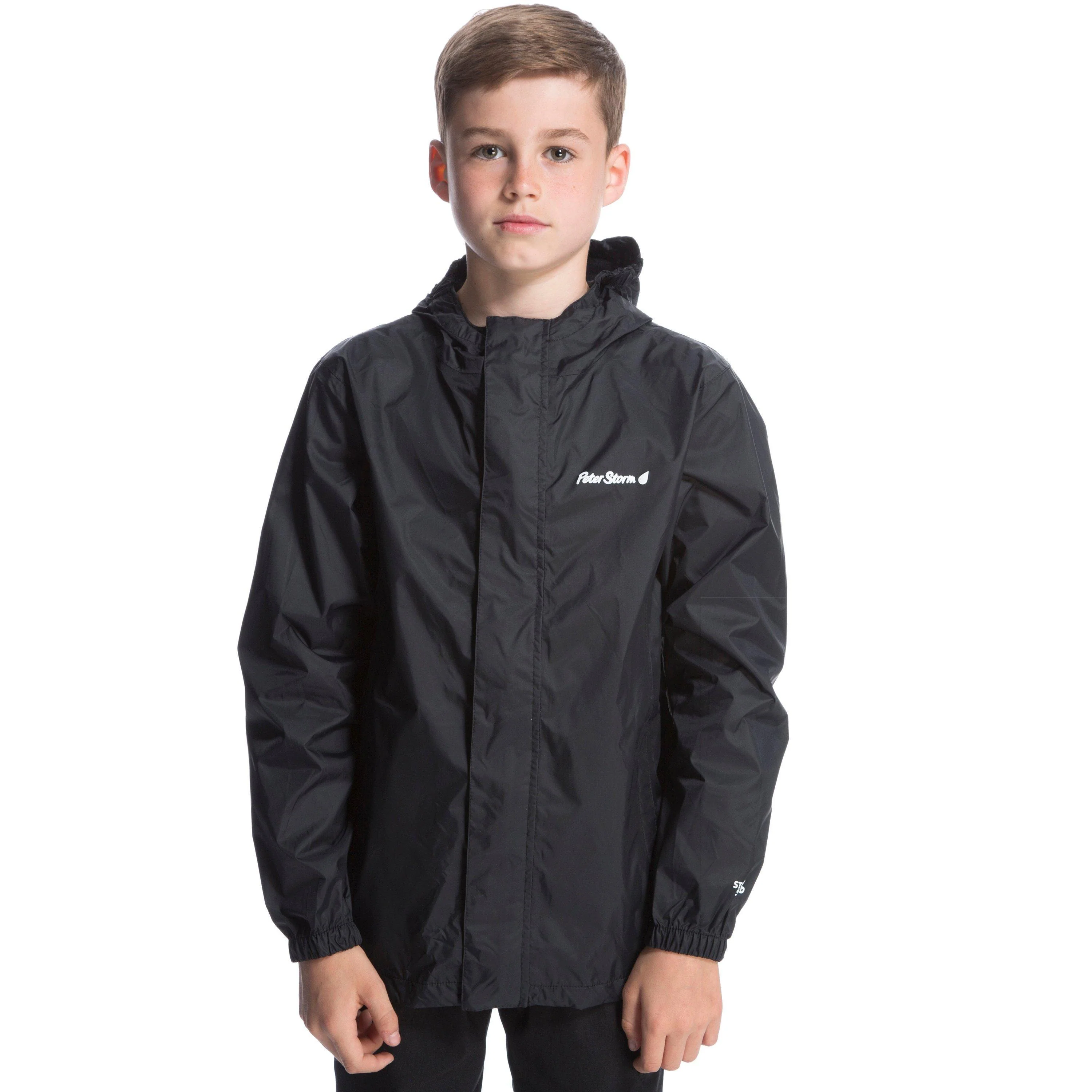 Kids Packable Waterproof Jacket Black - Image 8