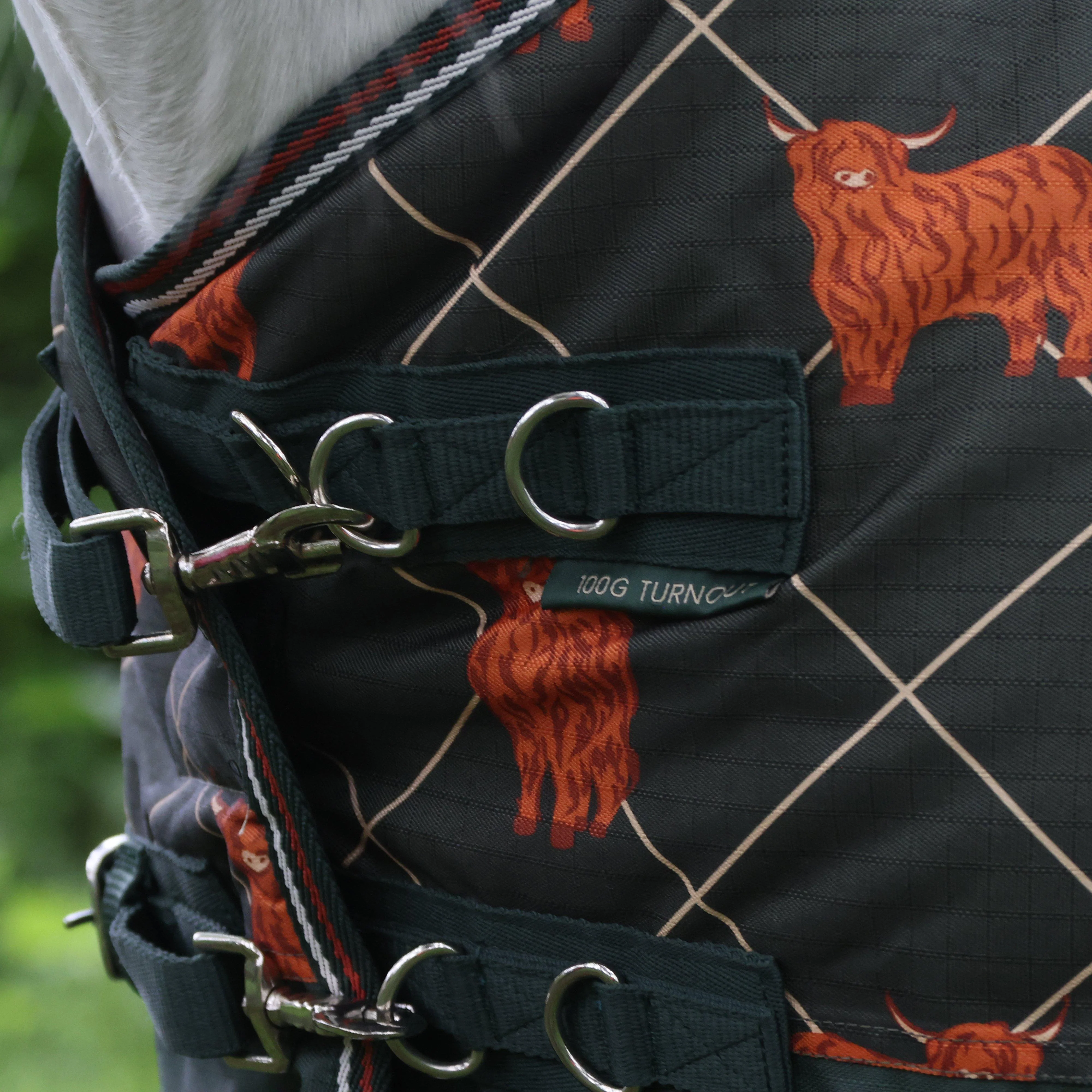 Original 100g Light-Medium Standard Neck Turnout Rug Olive - Image 2