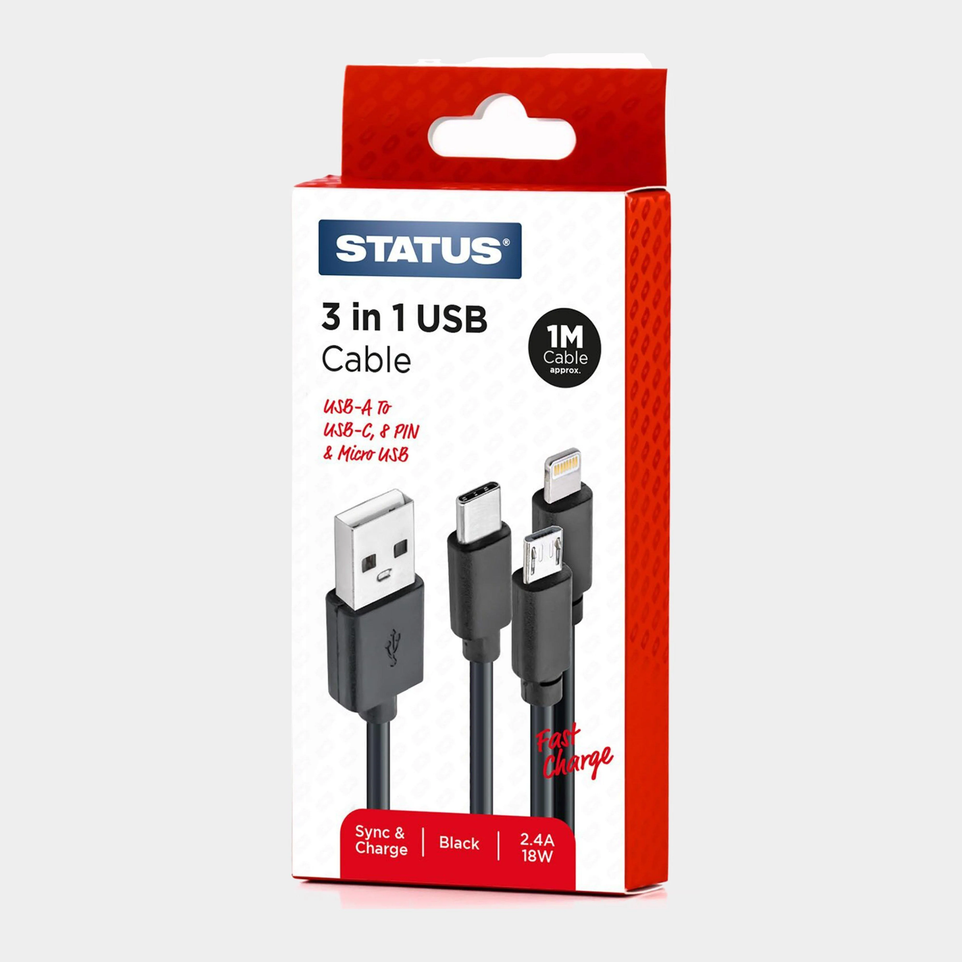 USB-A To Multi Lead PVC Cable 1m